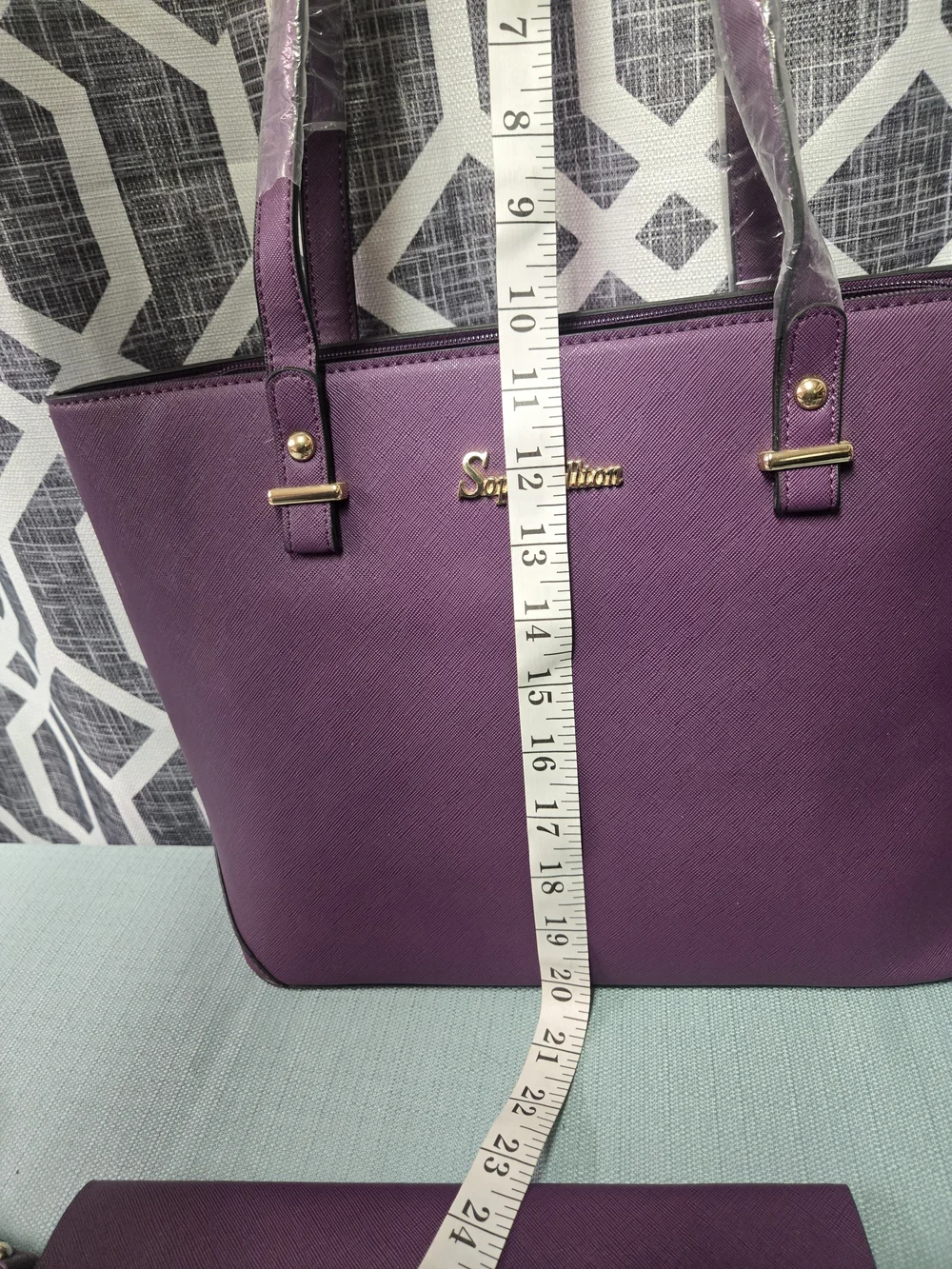 Purple Women's Tote with Matching Accessory Set